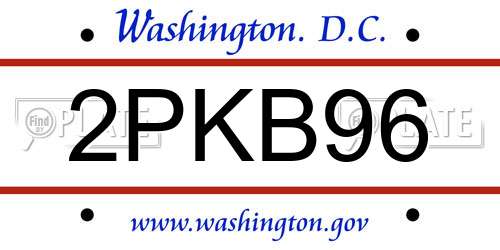 2PKB96 District Of Columbia License Plate