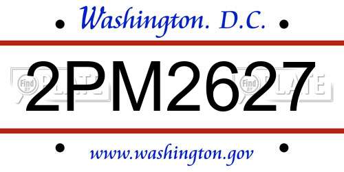 2PM2627 District Of Columbia License Plate