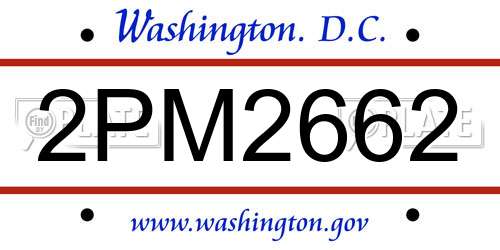 2PM2662 District Of Columbia License Plate