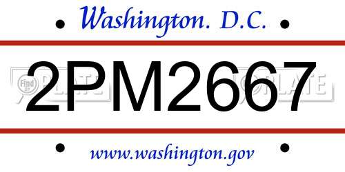 2PM2667 District Of Columbia License Plate