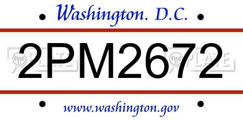 2PM2672 District Of Columbia License Plate