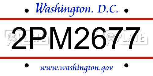 2PM2677 District Of Columbia License Plate