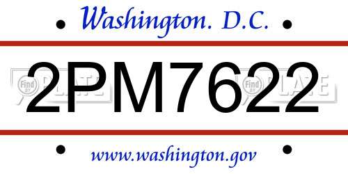 2PM7622 District Of Columbia License Plate