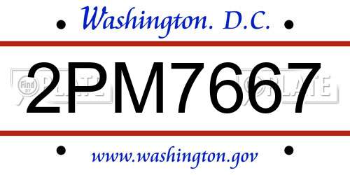 2PM7667 District Of Columbia License Plate