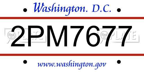 2PM7677 District Of Columbia License Plate