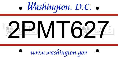 2PMT627 District Of Columbia License Plate