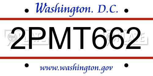 2PMT662 District Of Columbia License Plate