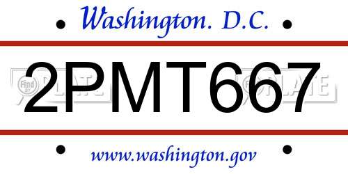 2PMT667 District Of Columbia License Plate