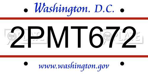 2PMT672 District Of Columbia License Plate