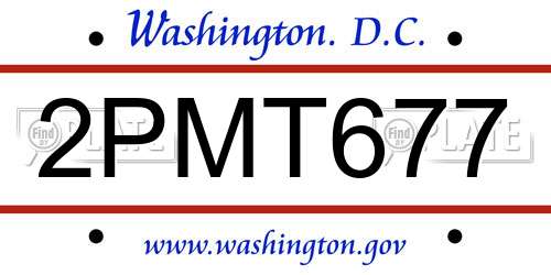 2PMT677 District Of Columbia License Plate