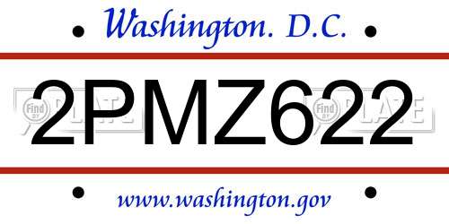 2PMZ622 District Of Columbia License Plate