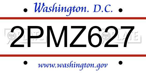 2PMZ627 District Of Columbia License Plate