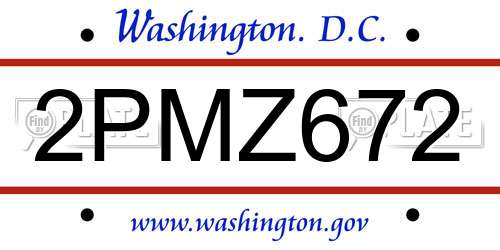 2PMZ672 District Of Columbia License Plate