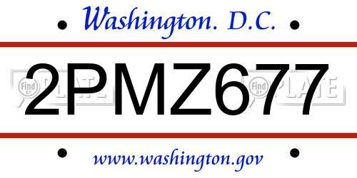 2PMZ677 District Of Columbia License Plate
