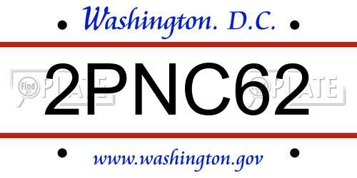 2PNC62 District Of Columbia License Plate