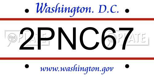 2PNC67 District Of Columbia License Plate