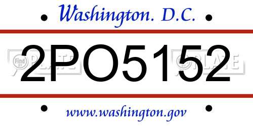 2PO5152 District Of Columbia License Plate