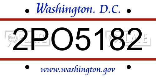 2PO5182 District Of Columbia License Plate