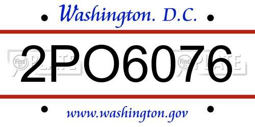 2PO6076 District Of Columbia License Plate