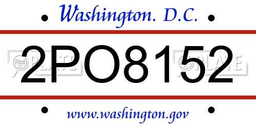 2PO8152 District Of Columbia License Plate