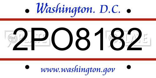2PO8182 District Of Columbia License Plate