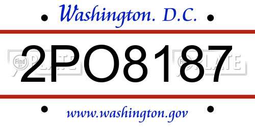 2PO8187 District Of Columbia License Plate