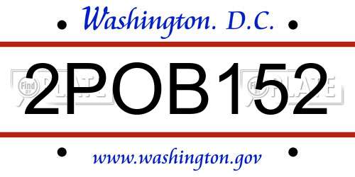 2POB152 District Of Columbia License Plate