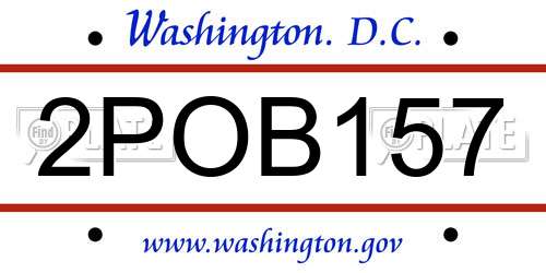 2POB157 District Of Columbia License Plate