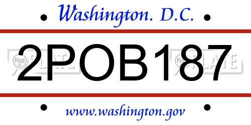 2POB187 District Of Columbia License Plate