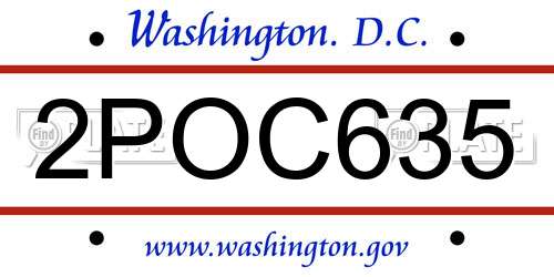 2POC635 District Of Columbia License Plate