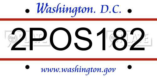 2POS182 District Of Columbia License Plate