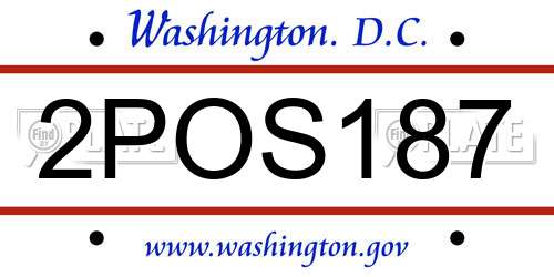 2POS187 District Of Columbia License Plate