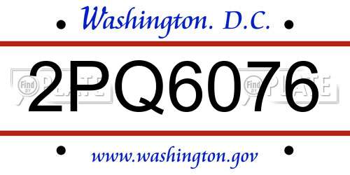 2PQ6076 District Of Columbia License Plate