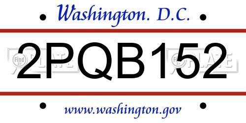 2PQB152 District Of Columbia License Plate
