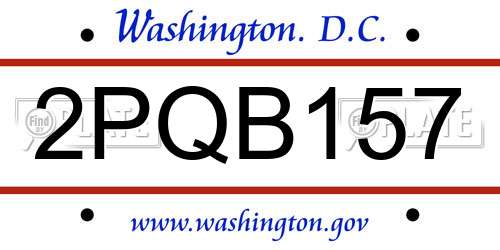 2PQB157 District Of Columbia License Plate
