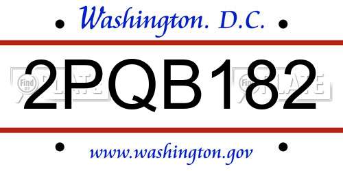 2PQB182 District Of Columbia License Plate