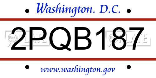 2PQB187 District Of Columbia License Plate