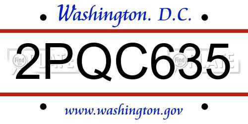 2PQC635 District Of Columbia License Plate