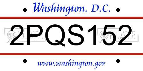 2PQS152 District Of Columbia License Plate