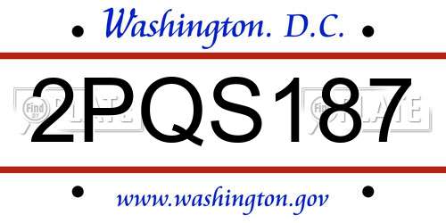 2PQS187 District Of Columbia License Plate