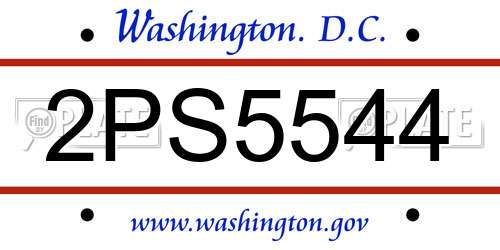 2PS5544 District Of Columbia License Plate