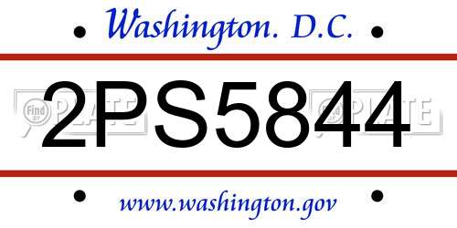 2PS5844 District Of Columbia License Plate