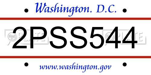 2PSS544 District Of Columbia License Plate