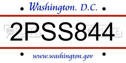 2PSS844 District Of Columbia License Plate