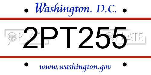 2PT255 District Of Columbia License Plate