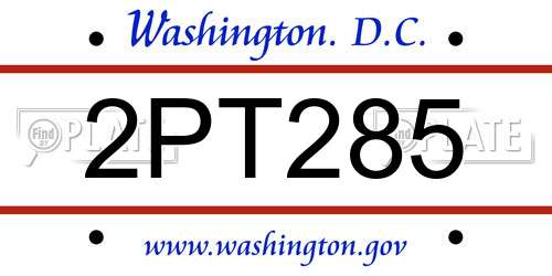 2PT285 District Of Columbia License Plate