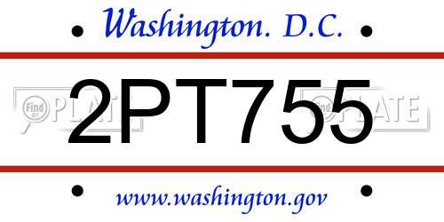 2PT755 District Of Columbia License Plate