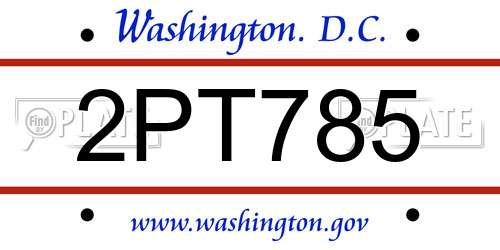2PT785 District Of Columbia License Plate