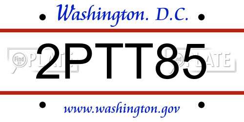 2PTT85 District Of Columbia License Plate