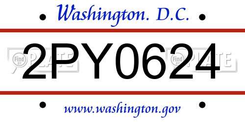 2PY0624 District Of Columbia License Plate